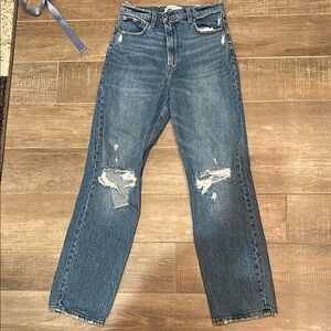 Abercrombie women’s 90s straight ultra high rise dark wash jeans